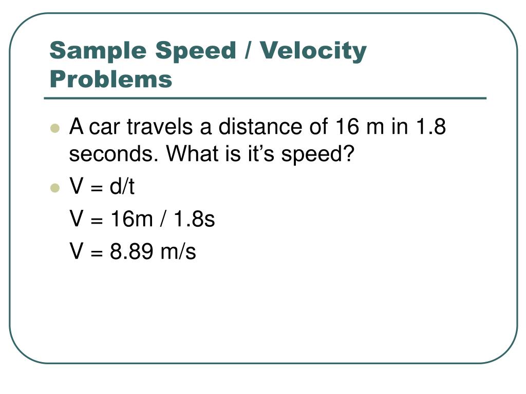 problem solving speed and velocity worksheet