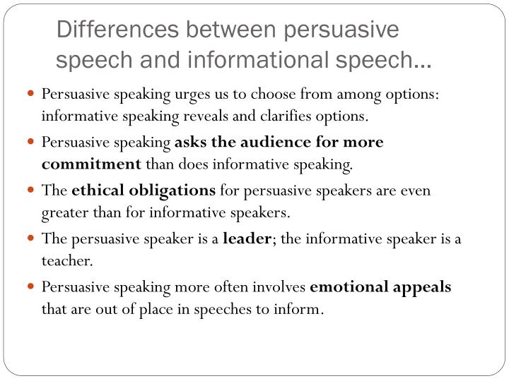 persuasive speech vs informative speech