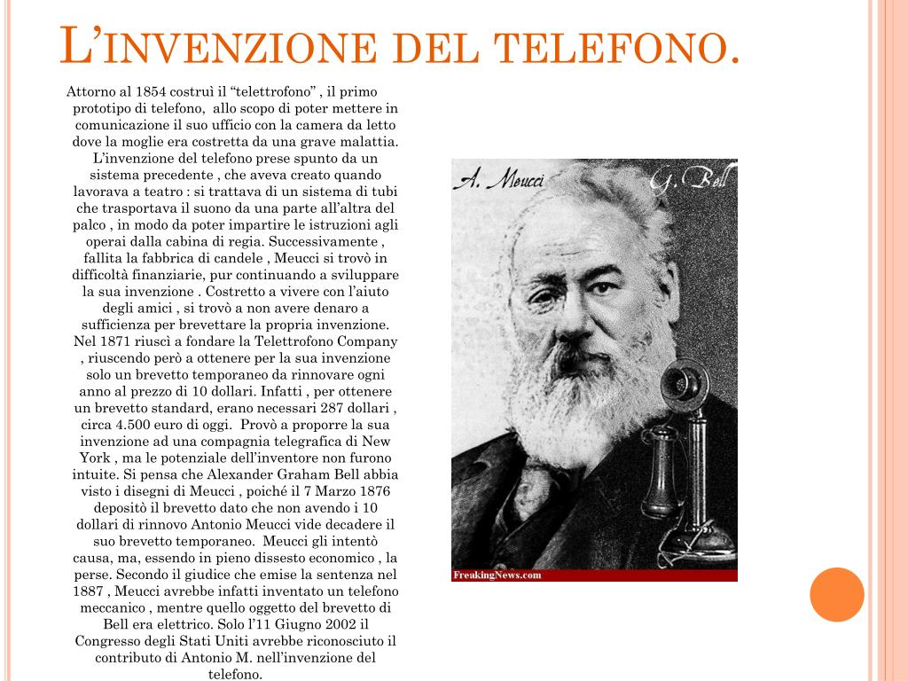 PPT - ANTONIO MEUCCI. “L'uomo che ha inventato il telefono”. PowerPoint  Presentation - ID:2626547