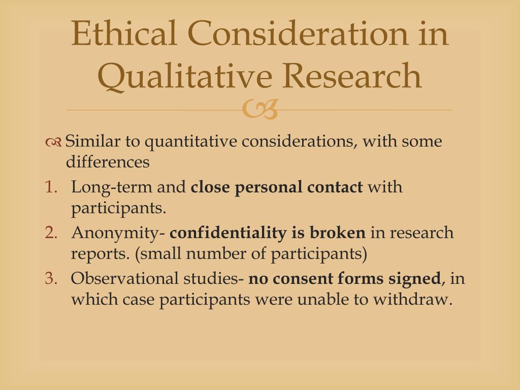 research ethics example quantitative