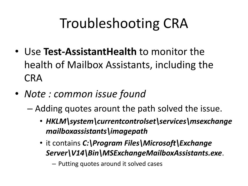 PPT Enabling automatic Calendar Repairs in Exchange Server 2010 SP1