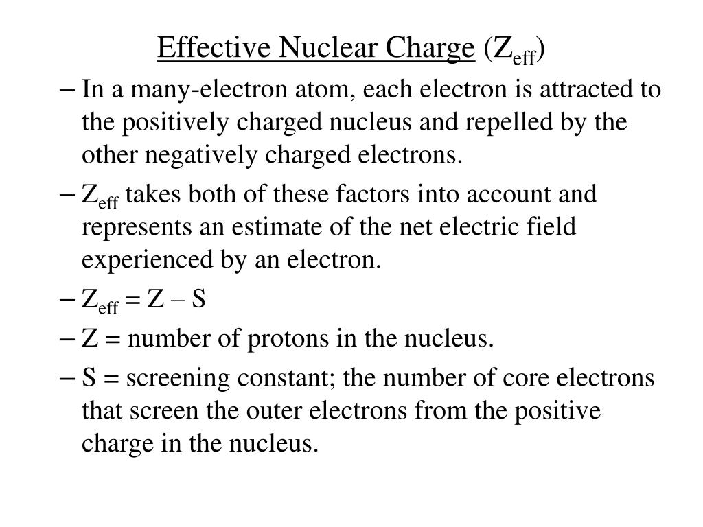As Zeff Increases The Electron Experiencing That Zeff Will Periodic As Zeff Increases The Electron Experiencing That Zeff Will Periodic