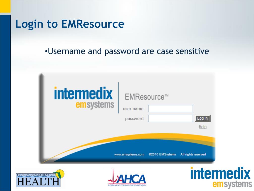 Emresource log in