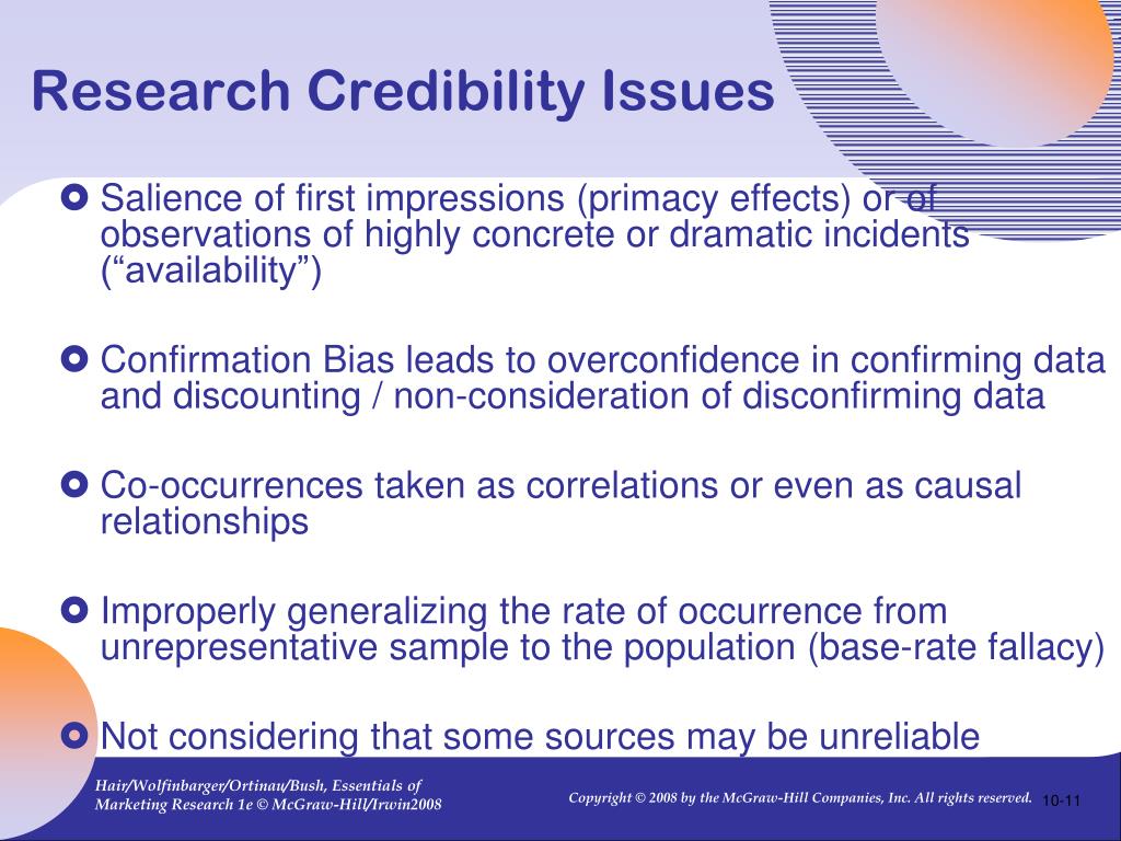 credibility issues in research from within organisations