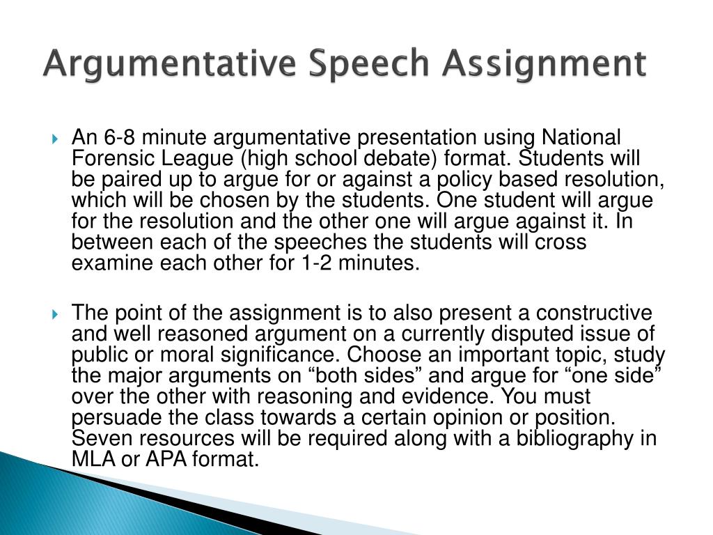 format of argumentative speech