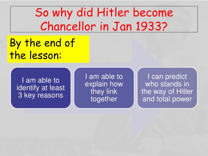why did hitler become chancellor january 1933 Hitler becomes german chancellor richard cavendish | published in history today volume 58 issue 1 january 2008 adolf hitler was not elected to power in germany by an overwhelming upsurge of popular demand. why did hitler become chancellor january 1933 Hitler becomes german chancellor richard cavendish | published in history today volume 58 issue 1 january 2008 adolf hitler was not elected to power in germany by an overwhelming upsurge of popular demand.