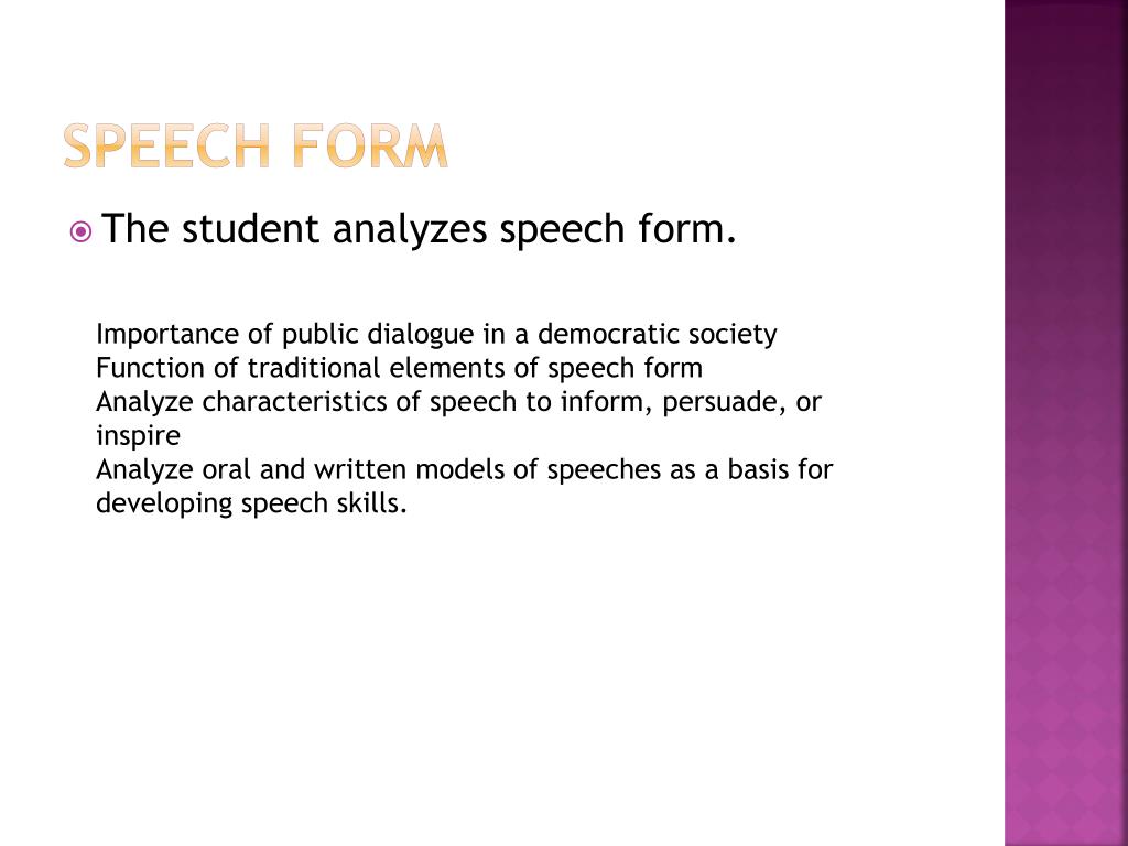 definition of speech form