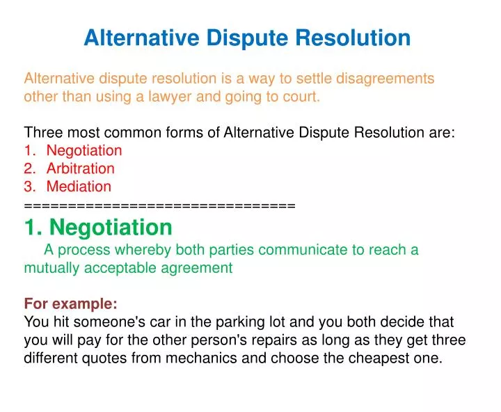 powerpoint presentation on alternative dispute resolution