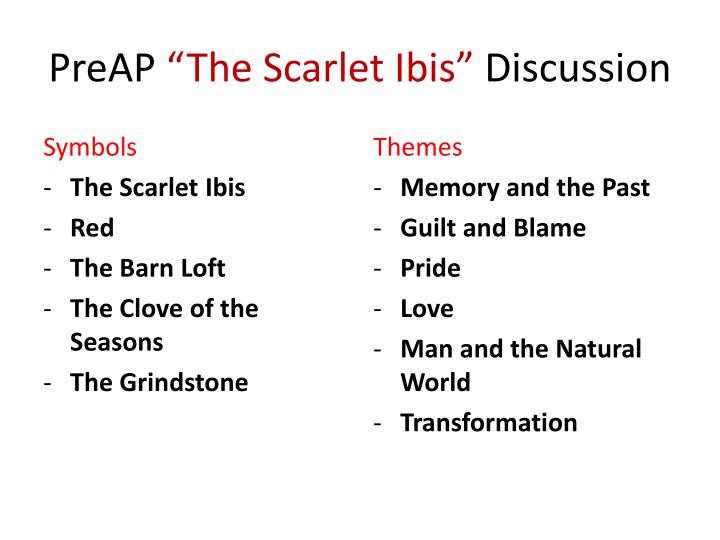 Thesis Essay Example Preapthe Scarlet Ibis Discussion Science Essay Topics also English Literature Essay Ppt The Scarlet Ibis Powerpoint Presentation Id Easy Persuasive Essay Topics For High School