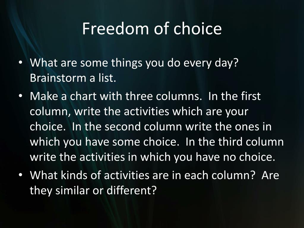 Personal Choice And Freedom In The Giver