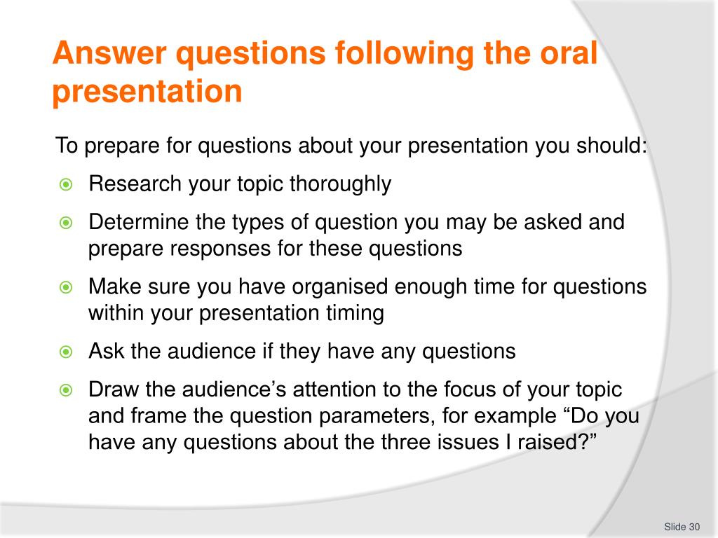 oral presentation questions
