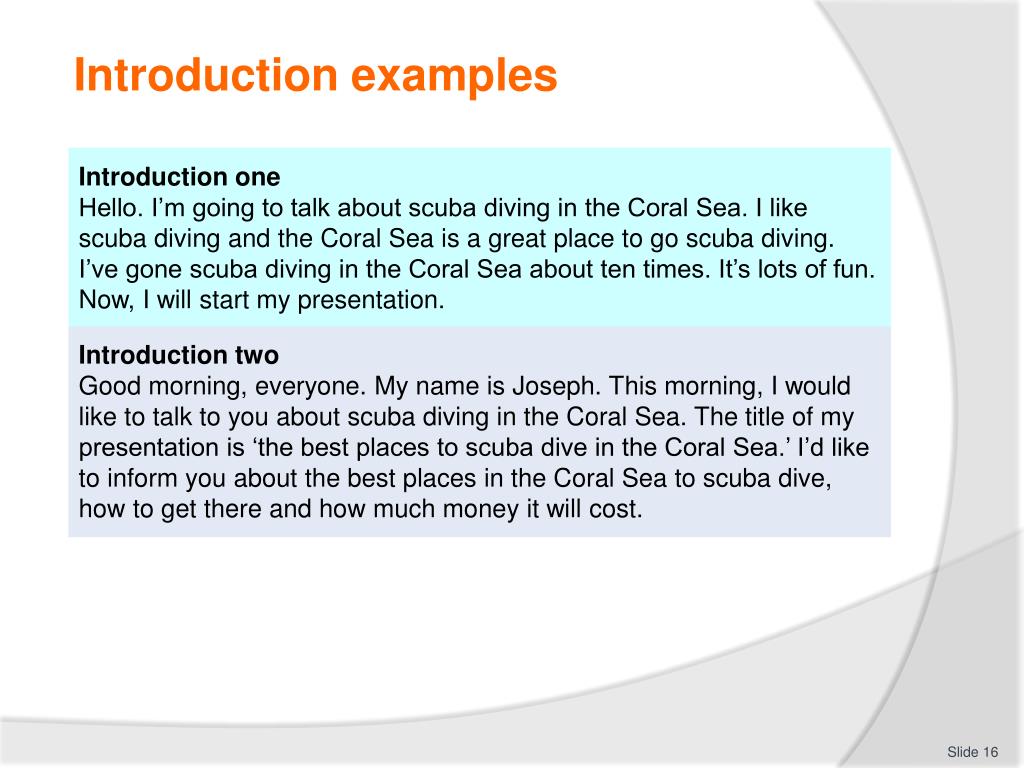 how to write introduction in presentation