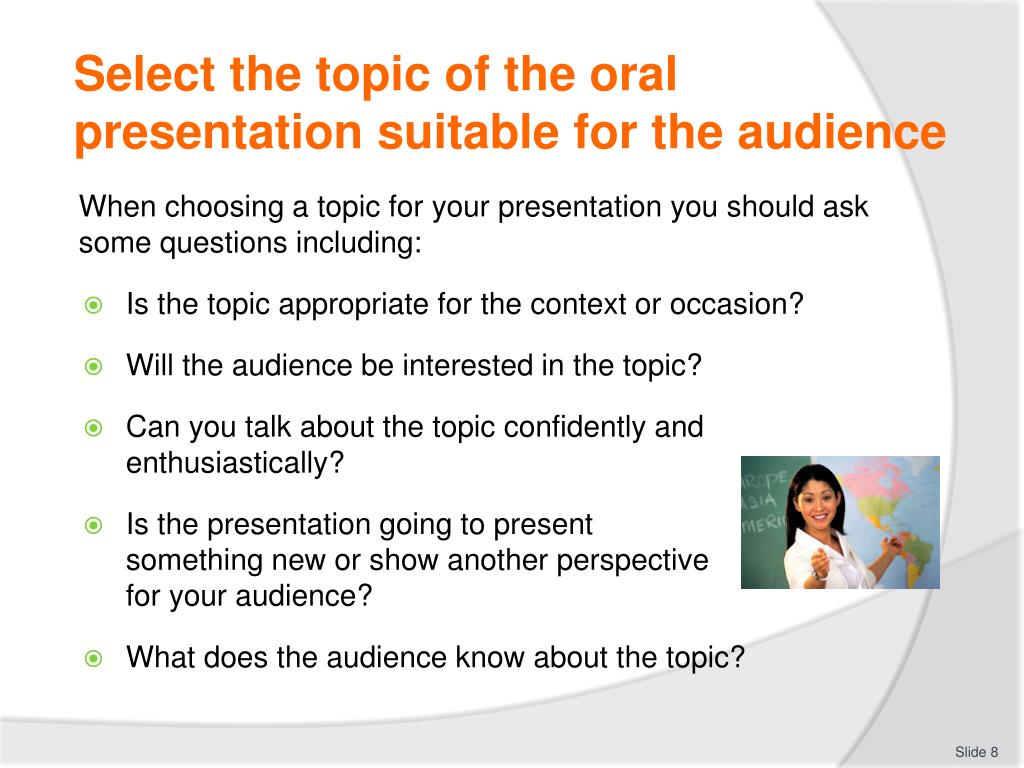 introducing the topic in oral presentation