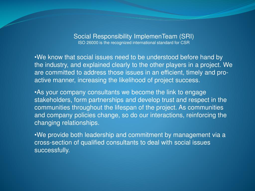 PPT - Global Social Responsibility Implementation Team for CSR ...