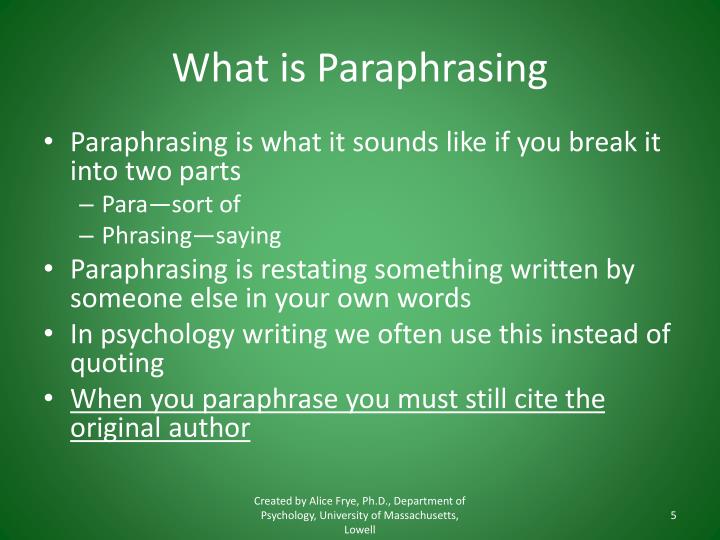 what does paraphrasing means
