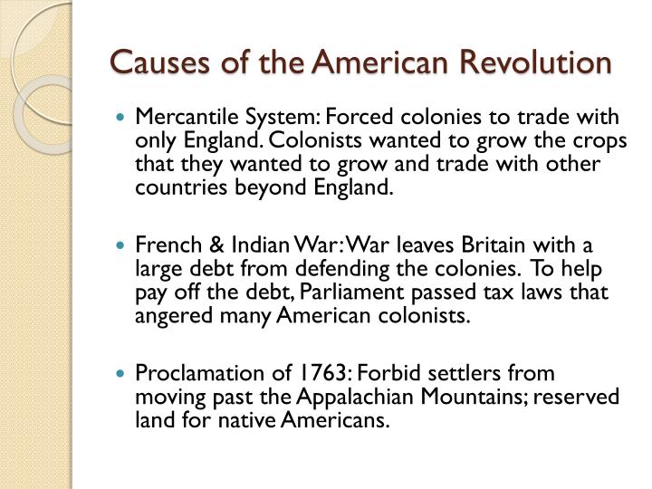 the causes of the american revolution essay