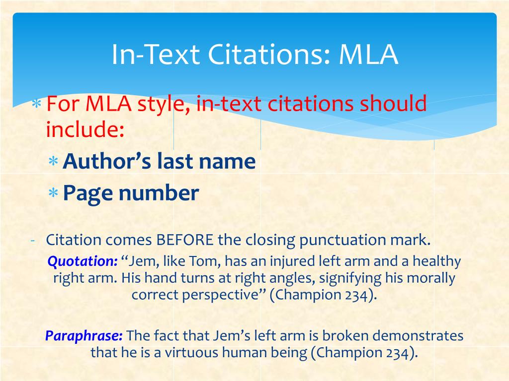 in text citation presentation
