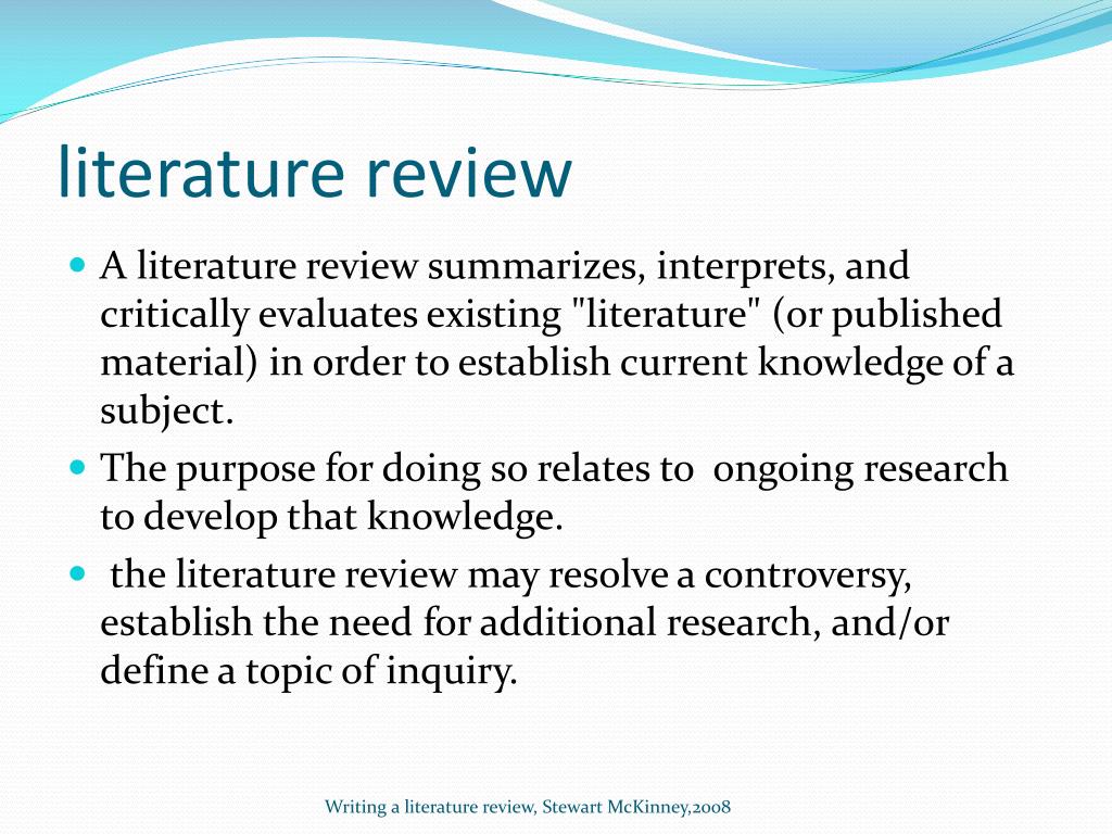 what is the point of review of literature