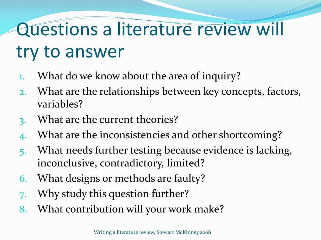 research questions literature