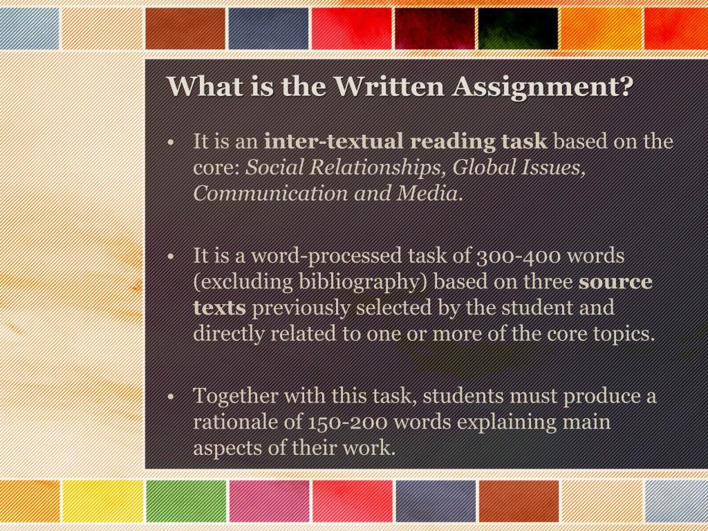 meaning written assignment