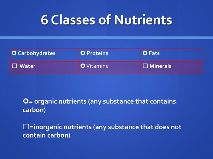 6 classes of nutrients