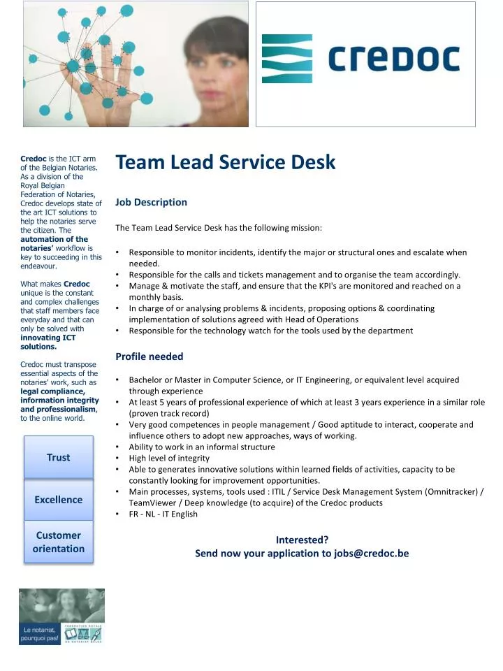 Ppt Team Lead Service Desk Job Description The Team Lead Service