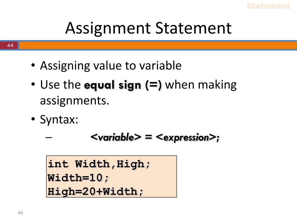 assignment statement in c