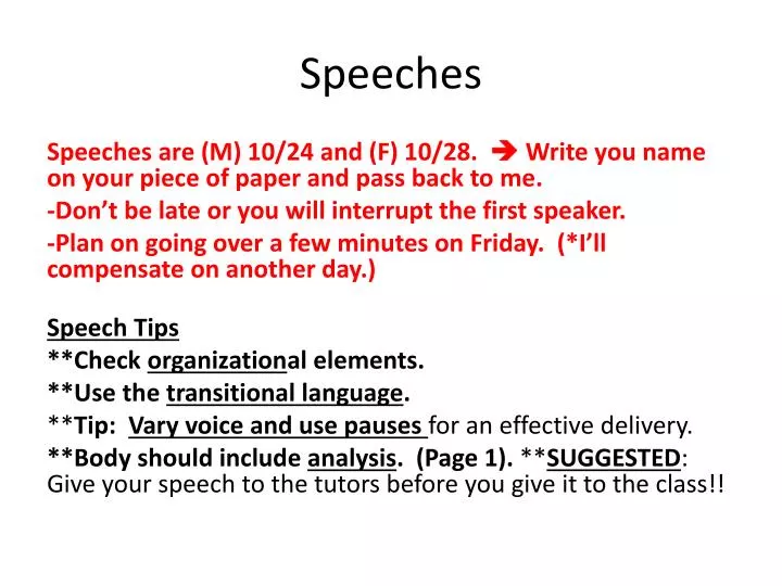 free speeches for speech class