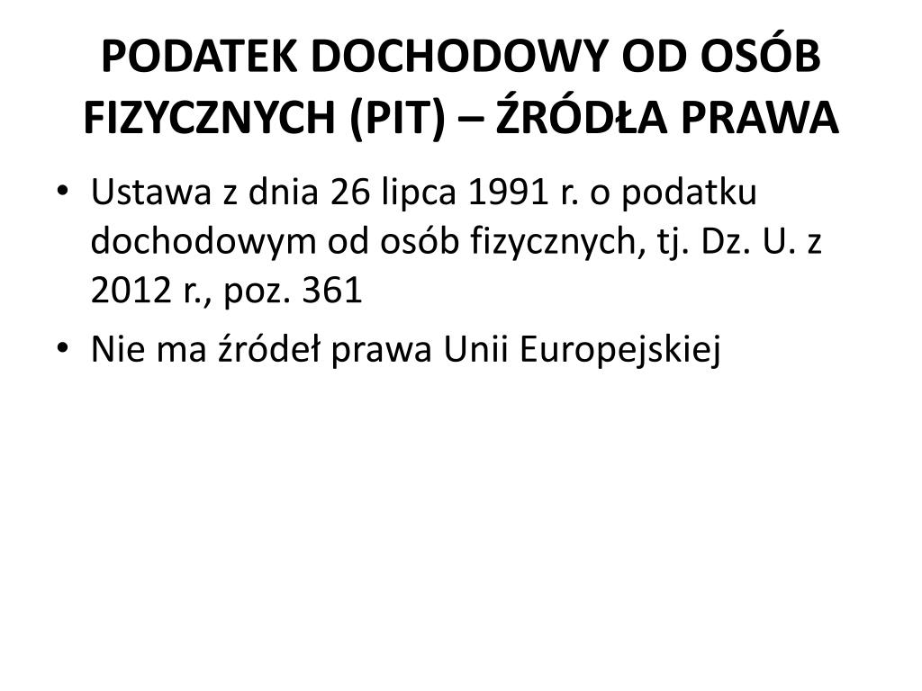 PPT - PODATEK DOCHODOWY OD OSÓB FIZYCZNYCH PowerPoint Presentation ...