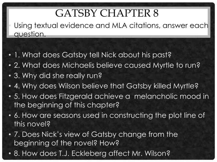 Summary of Chapter 8 Great Gatsby
