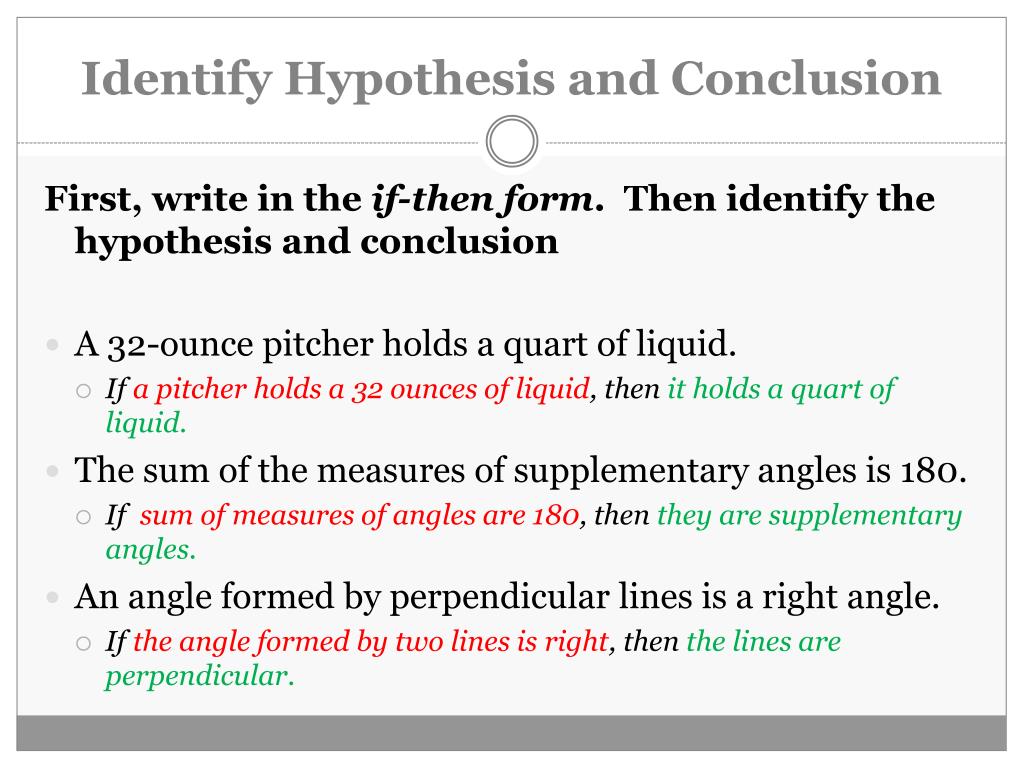 hypothesis and conclusion of conditional statements