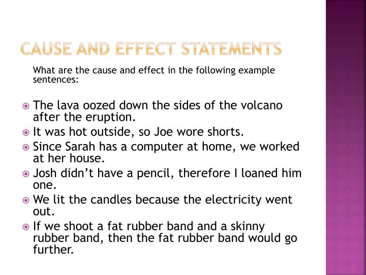 causal sample sentence