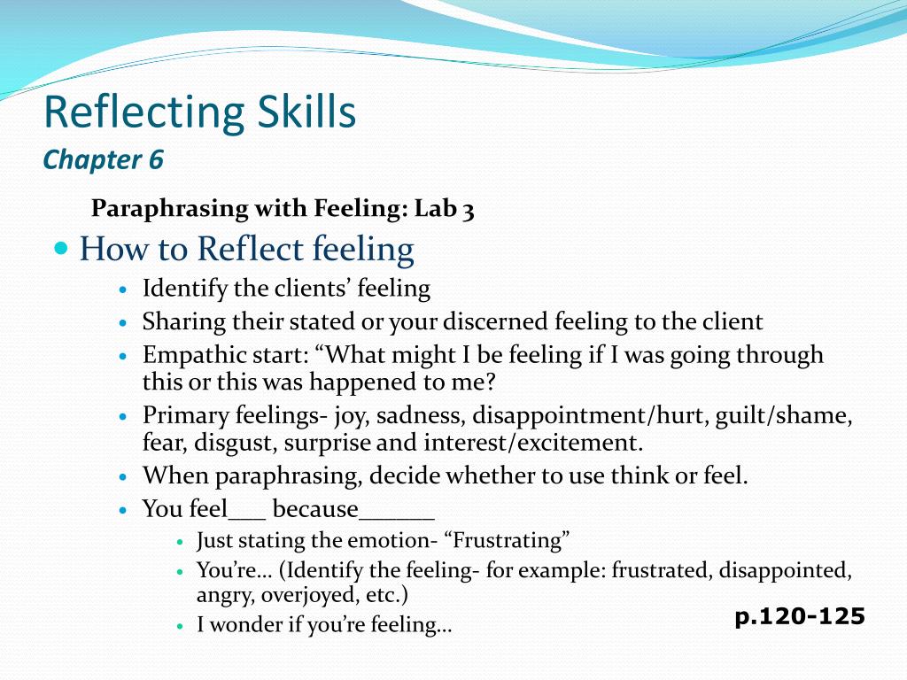 paraphrasing reflecting in counselling