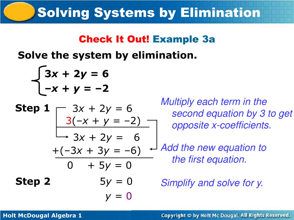 solving linear systems by elimination assignment