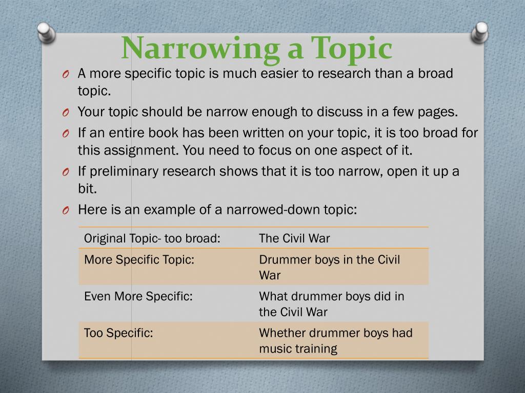 what is narrowed topic in research