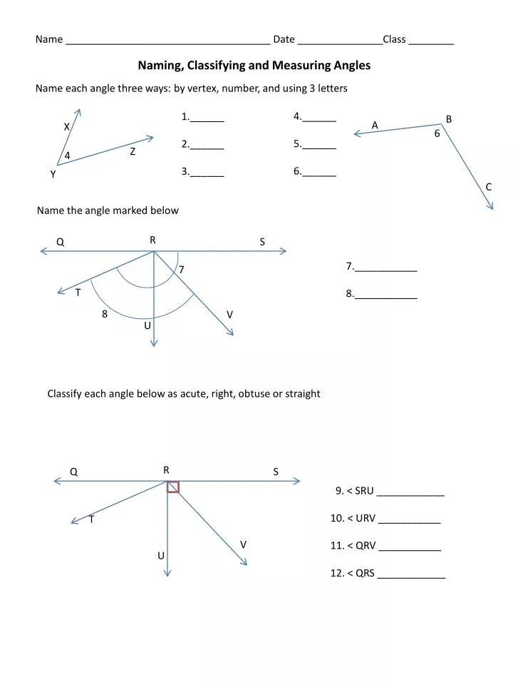 PPT - Naming, Classifying and Measuring Angles PowerPoint Presentation