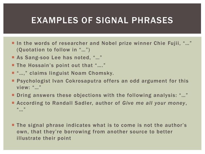 define signal phrase