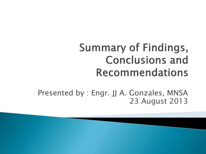 what is summary conclusions and recommendations in research