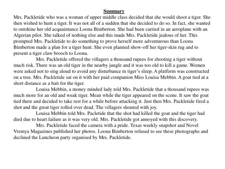 mrs packletide s tiger mrs packletide s tiger