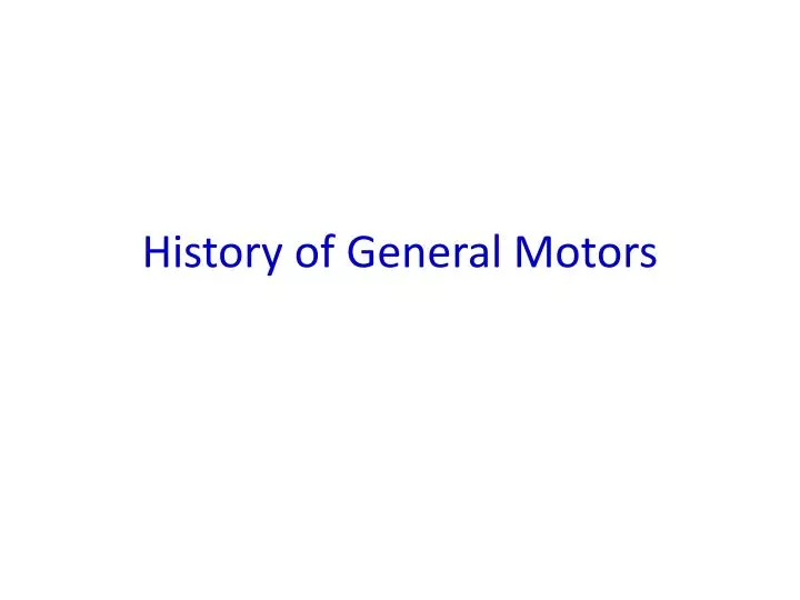 History of General Motors