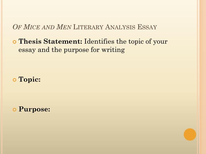 of mice and men literary anaysis Of mice and men - loneliness analysis john steinbeck - the creator of the famous: of mice and men, was born in 1902 in california near solidad his family were quite wealthy, but he was interested in farm labouring, and this is. of mice and men literary anaysis Of mice and men - loneliness analysis john steinbeck - the creator of the famous: of mice and men, was born in 1902 in california near solidad his family were quite wealthy, but he was interested in farm labouring, and this is.