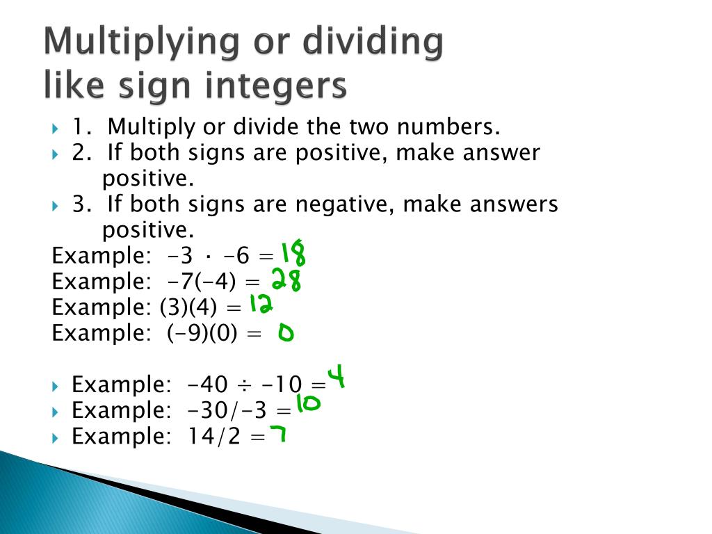 PPT - INTEGERS: adding, subtracting, multiplying, and dividing ...
