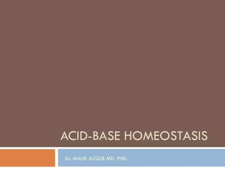 acid base homeostasis n.