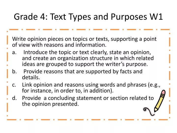 Ppt grade 4 text types and purposes w1 powerpoint presentation