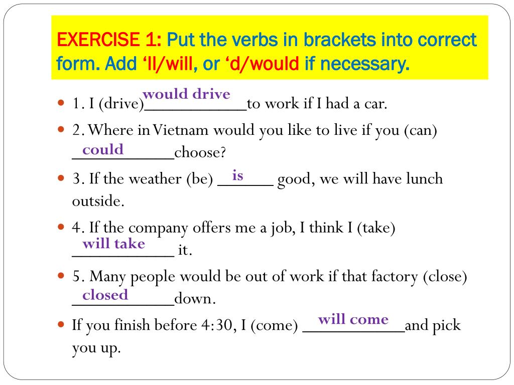 Necessary на русском. Conditionals в английском упражнения. Correct form of the verb. Put the verbs in the correct form. Complete the sentences with the correct form of the verbs.