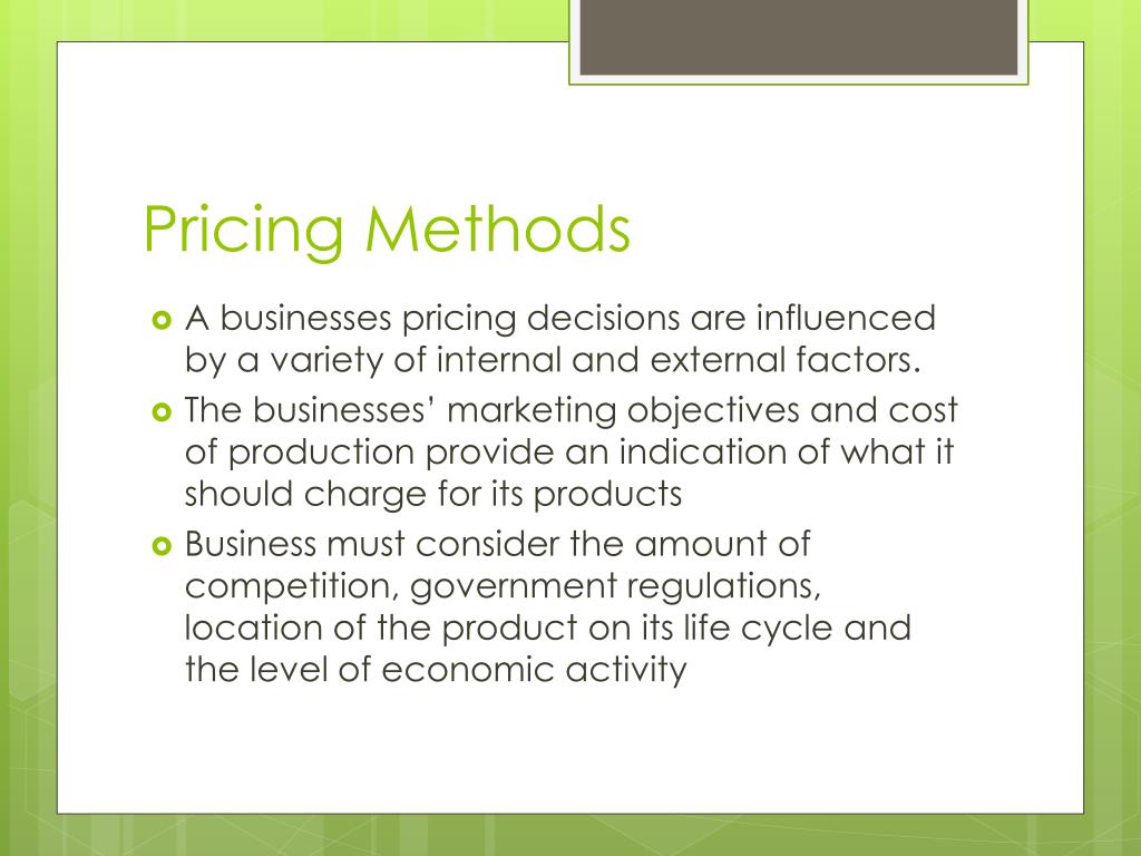 Pricing method