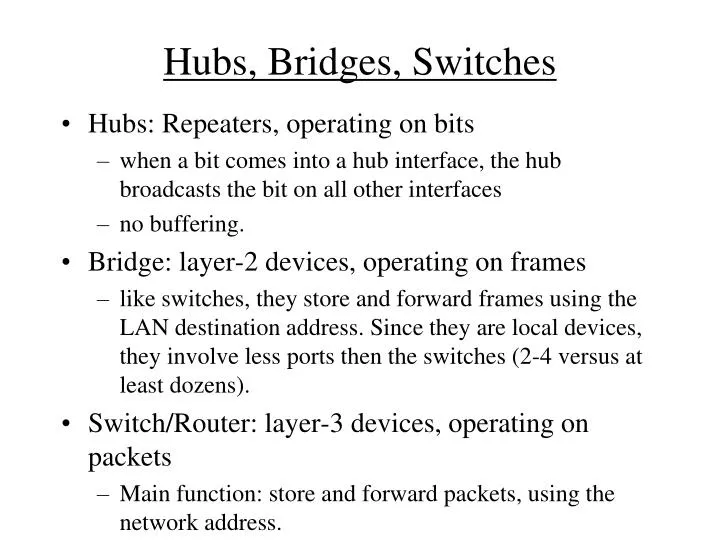 PPT - Hubs, Bridges, Switches PowerPoint Presentation, free download -  ID:2671183