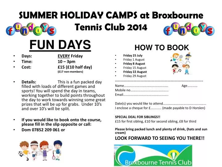 summer holiday camps at broxbourne tennis club 2014 n.