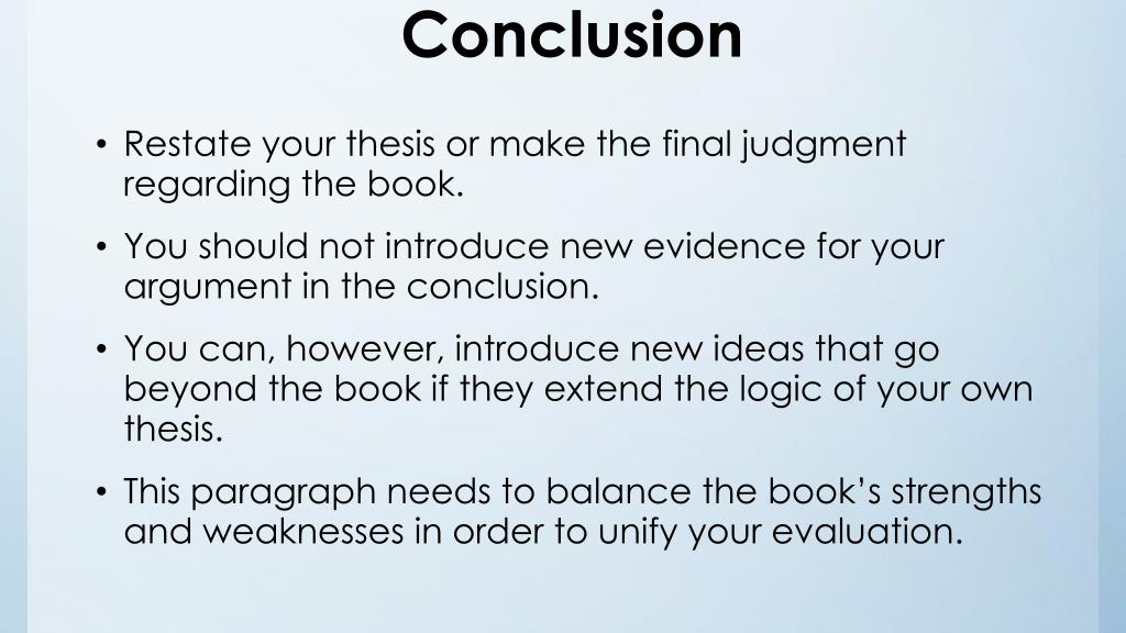 example conclusion for book review