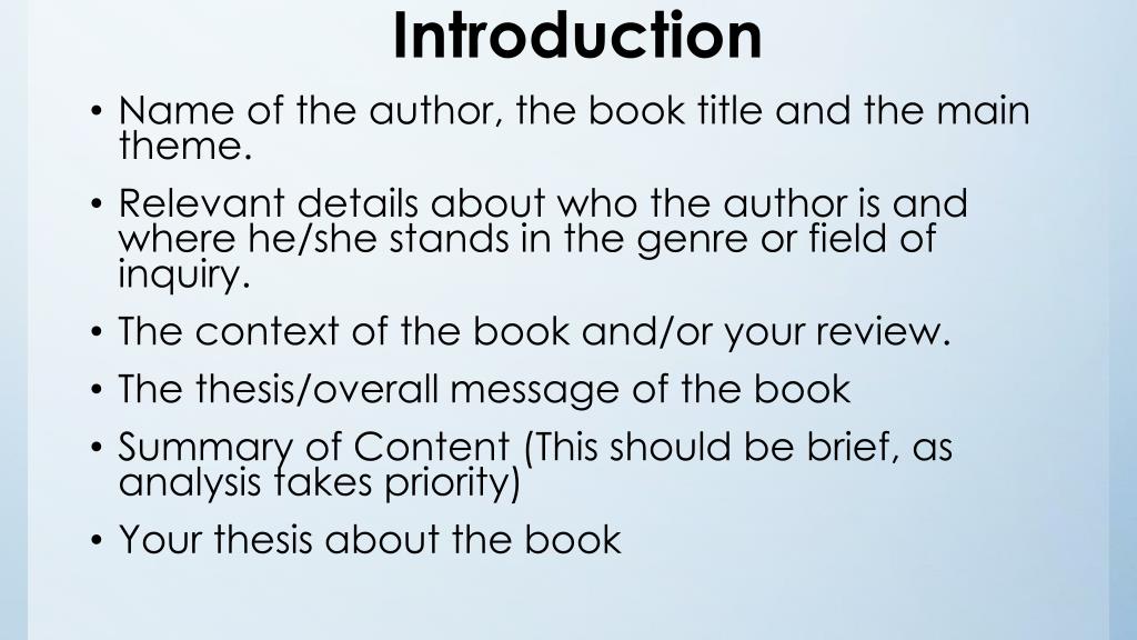 how to write introduction of book review